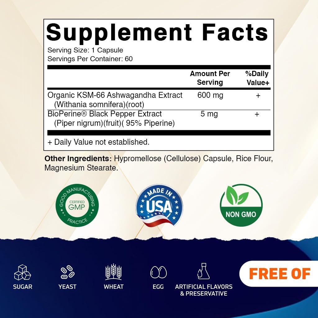 Vitamatic KSM-66 Ashwagandha Root Extract + Bioperine