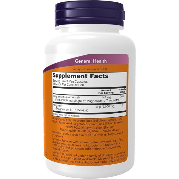 NOW Foods Supplements Magtein, Magnesium L-Threonate - Image 2